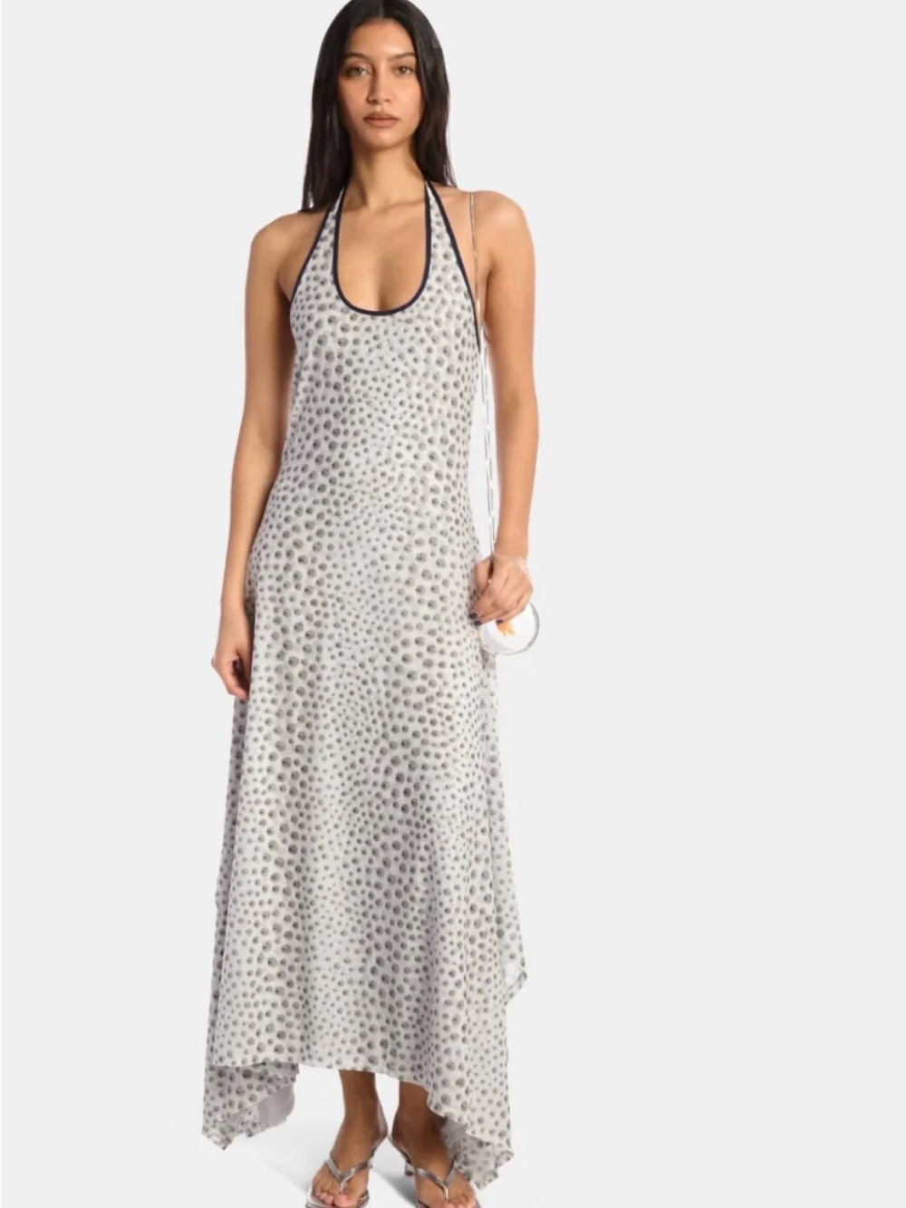 Kate barton chrome polka dot mesh handkerchief dress